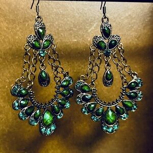 Green and bronze dangle earrings I bought in from Xian Xian,China.